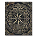 Golden Compass Mandala Black Area Rug