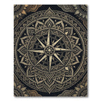Golden Compass Mandala Black Area Rug