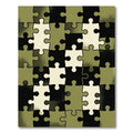 Olive Green Geometric Jigsaw Puzzle Rug