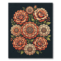 Vibrant Orange Floral Mandala Arrangement Rug