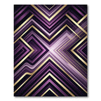 Geometric Purple and Gold Chevron Art Rug