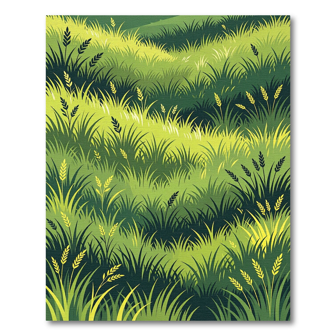 Verdant Green Field Wheat Stalks Rug