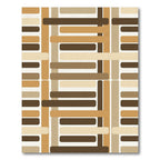 Warm Earthy Tone Rectangular Grid Rug