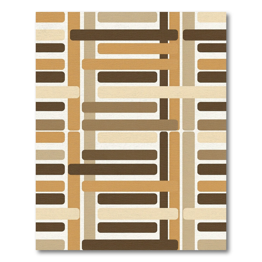 Warm Earthy Tone Rectangular Grid Rug