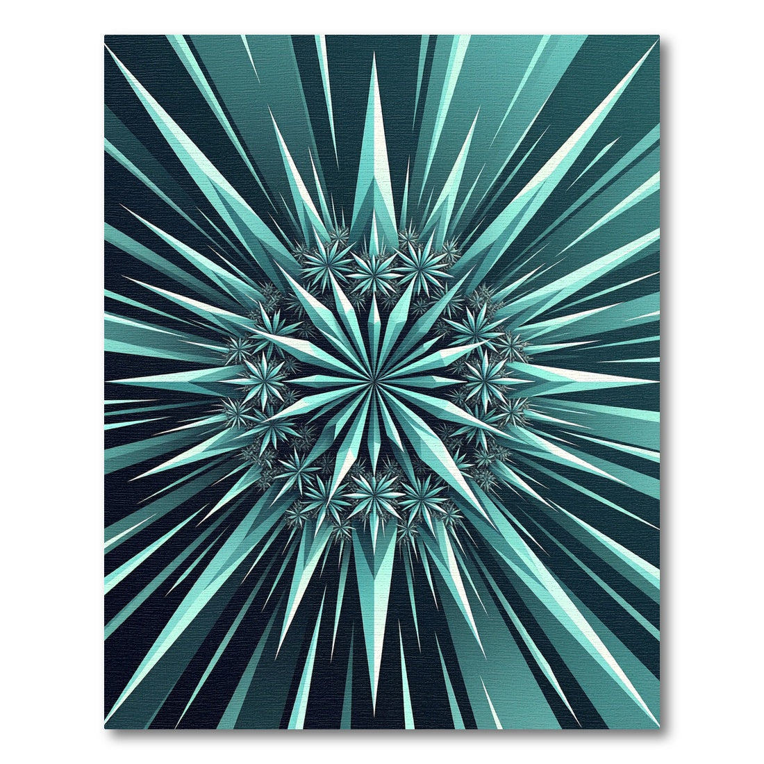 Teal Geometric Starburst Radial Art Rug