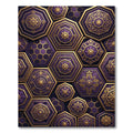 Royal Purple Hexagonal Gold Floral Mosaic Rug