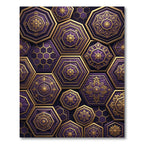 Royal Purple Hexagonal Gold Floral Mosaic Rug