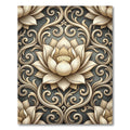 Elegant Gold Lotus Scroll Woven Art Rug