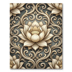 Elegant Gold Lotus Scroll Woven Art Rug