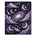 Celestial Violet Crescent Moon Galaxy Rug