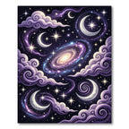 Celestial Violet Crescent Moon Galaxy Rug