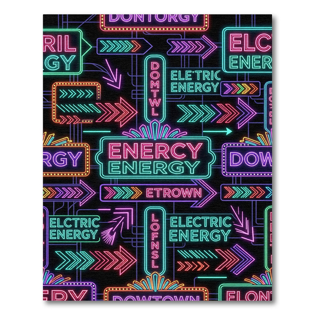 Neon Electric Energy Arrow Grid Rug