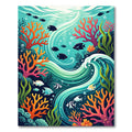Vibrant Coral Reef Fish Swirl Aquascape Rug