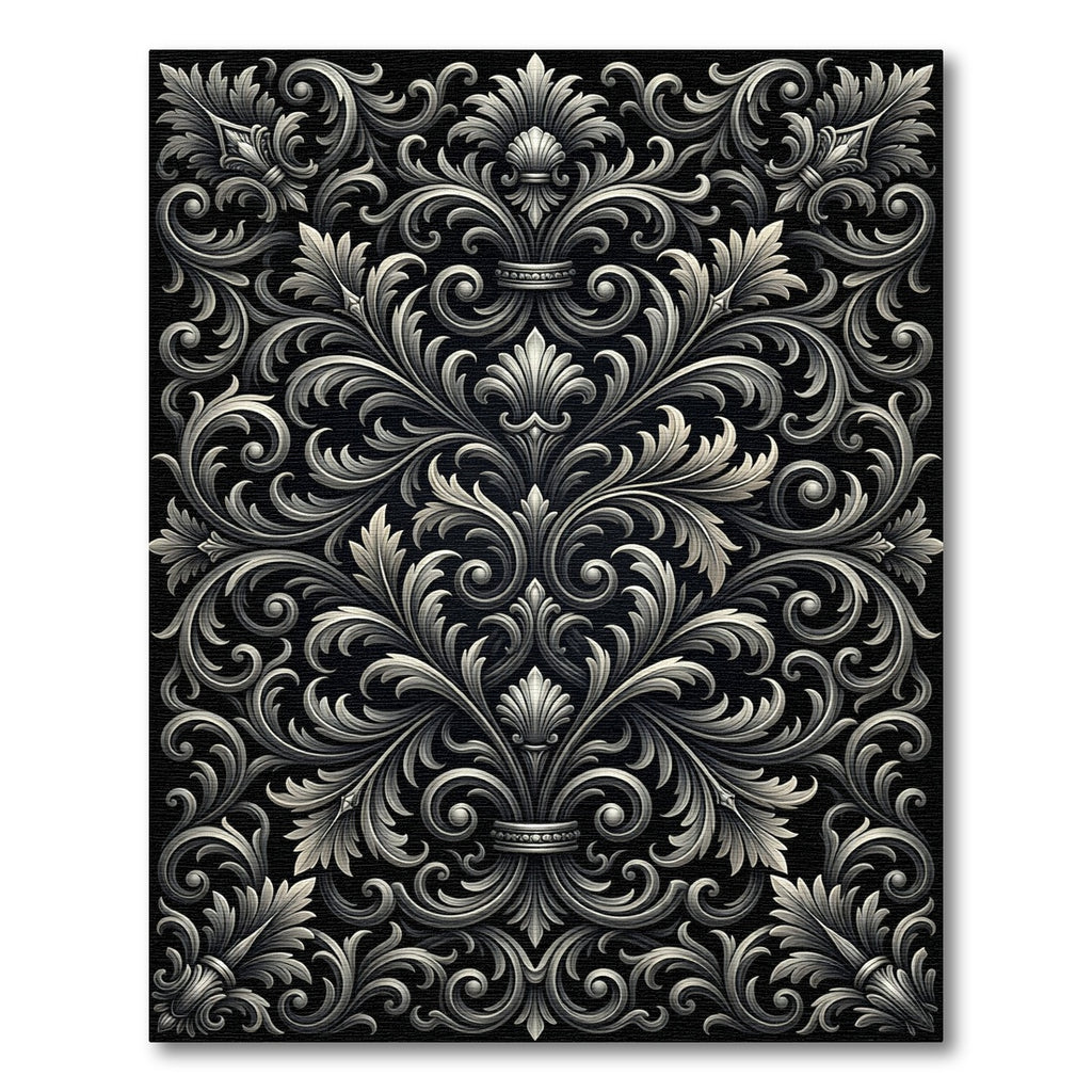 Monochromatic Ornate Acanthus Scroll Rug