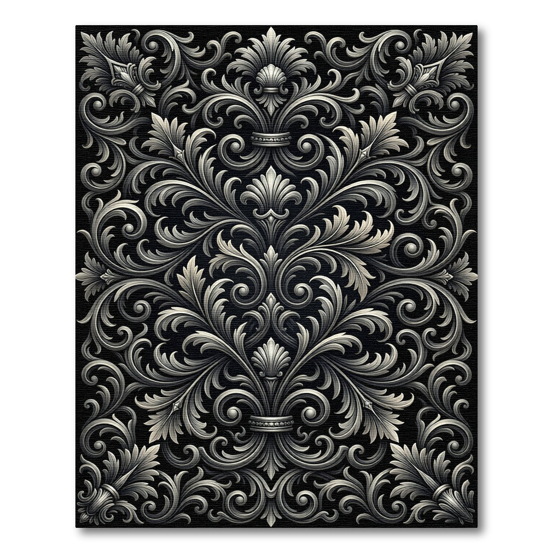 Monochromatic Ornate Acanthus Scroll Rug