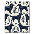 Black Labrador Botanical Coast Illustration Rug