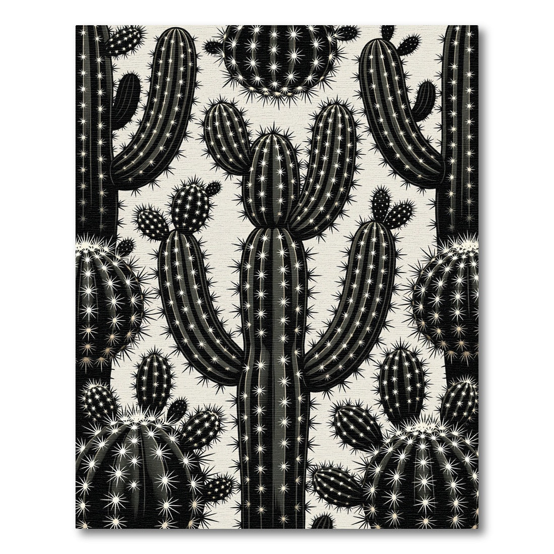 Monochromatic Desert Cactus Cluster Rug