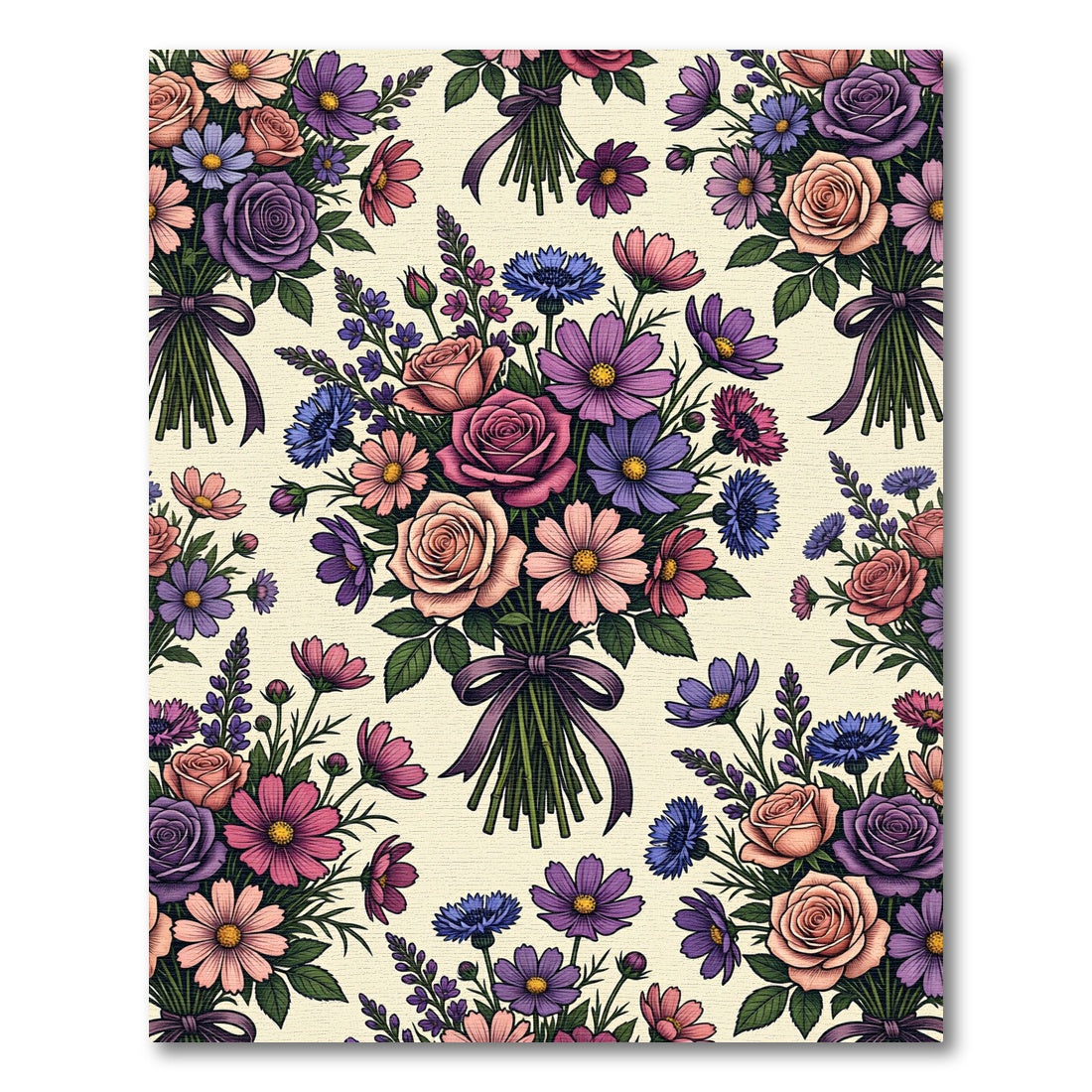 Vintage Floral Bouquet Botanical Garden Rug