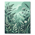 Ethereal Sage Green Wildflower Meadow Rug