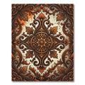 Ornate Copper Foliage Scroll Medallion Rug
