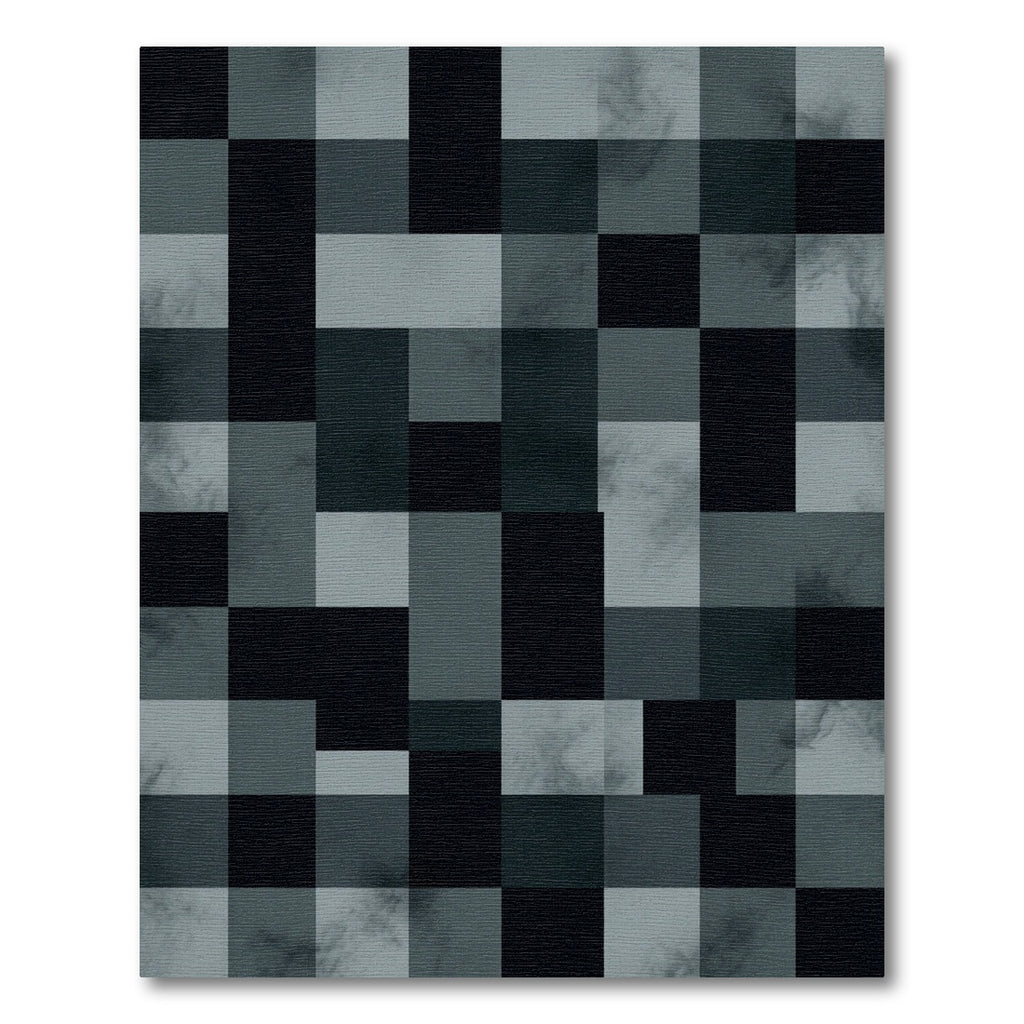 Modern Charcoal Monochrome Geometric Grid Rug