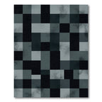 Modern Charcoal Monochrome Geometric Grid Rug