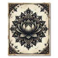 Intricate Black Lotus Damask Medallion Rug
