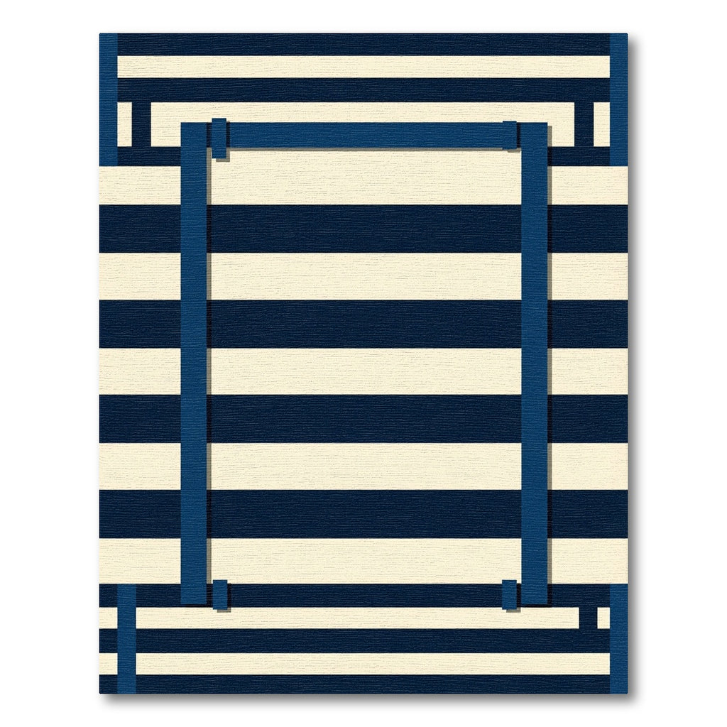 Navy Cream Geometric Grid Rug