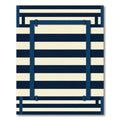 Navy Cream Geometric Grid Rug
