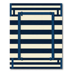Navy Cream Geometric Grid Rug