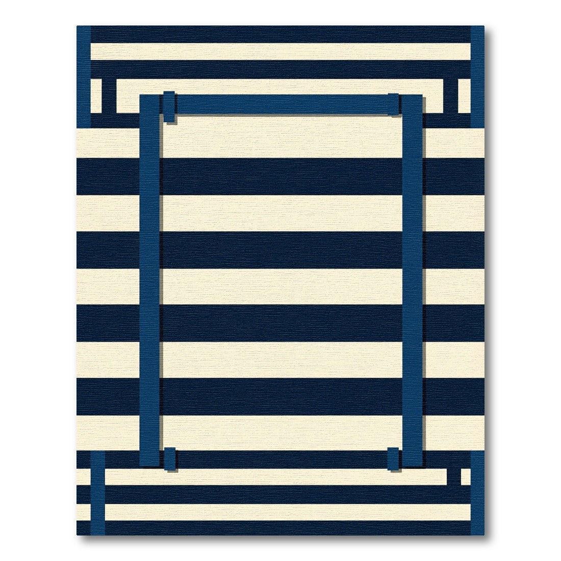 Navy Cream Geometric Grid Rug