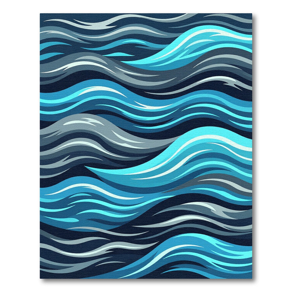 Oceanic Blue Serpentine Waves Rug