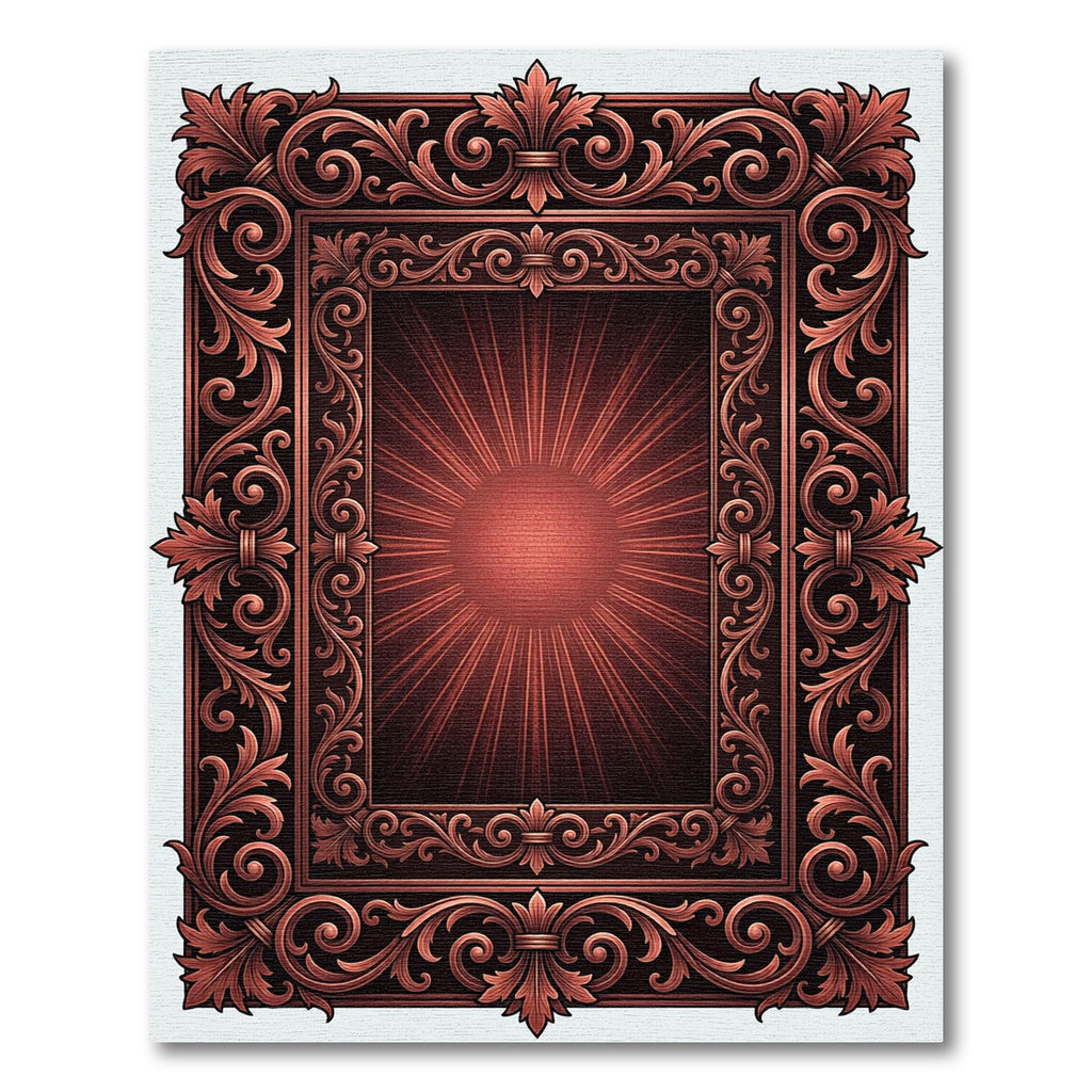 Ornate Copper Floral Baroque Medallion Rug