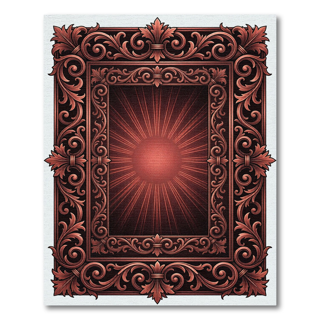 Ornate Copper Floral Baroque Medallion Rug