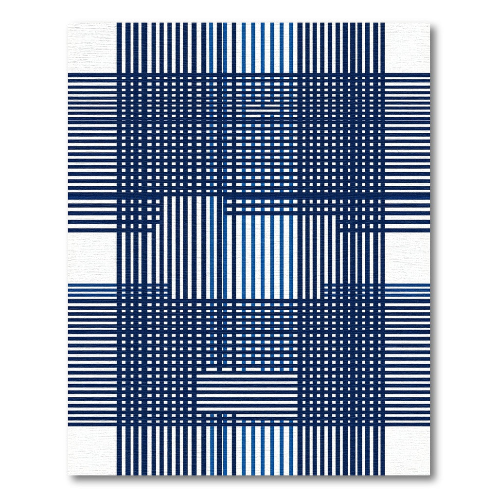 Classic Blue Plaid Stripe Rug