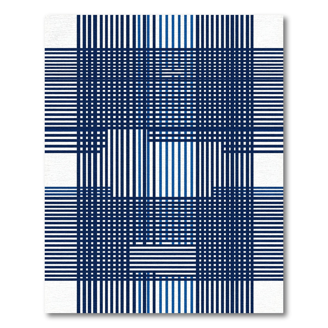 Classic Blue Plaid Stripe Rug