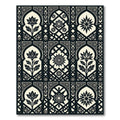 Black and Cream Floral Arch Tile Rug