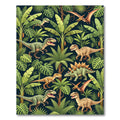 Jungle Dinosaur Botanical Deep Green Rug