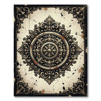 Ornate Antique Gold Filigree Medallion Rug