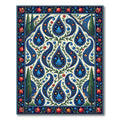 Crimson Pomegranate Blue Paisley Garden Rug