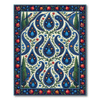 Crimson Pomegranate Blue Paisley Garden Rug