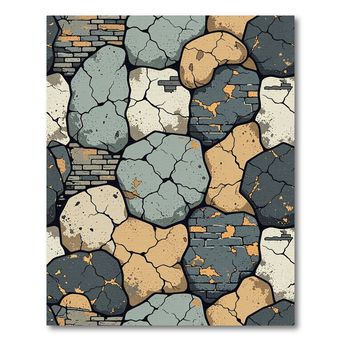 Cracked Stone Brick Mosaic Rug