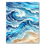 Abstract Ocean Wave Blue Tonal Rug