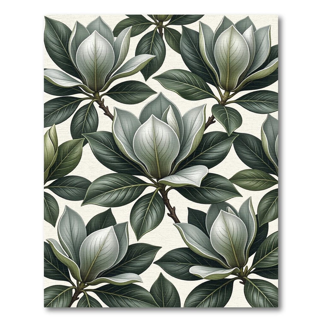 Serene Green Magnolia Floral Composition Rug
