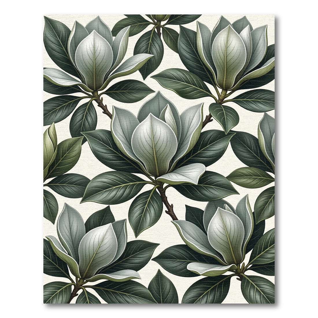 Serene Green Magnolia Floral Composition Rug