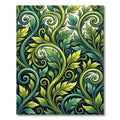 Lush Emerald Foliage Leaf Swirl Rug