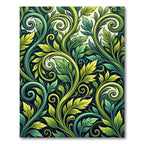Lush Emerald Foliage Leaf Swirl Rug