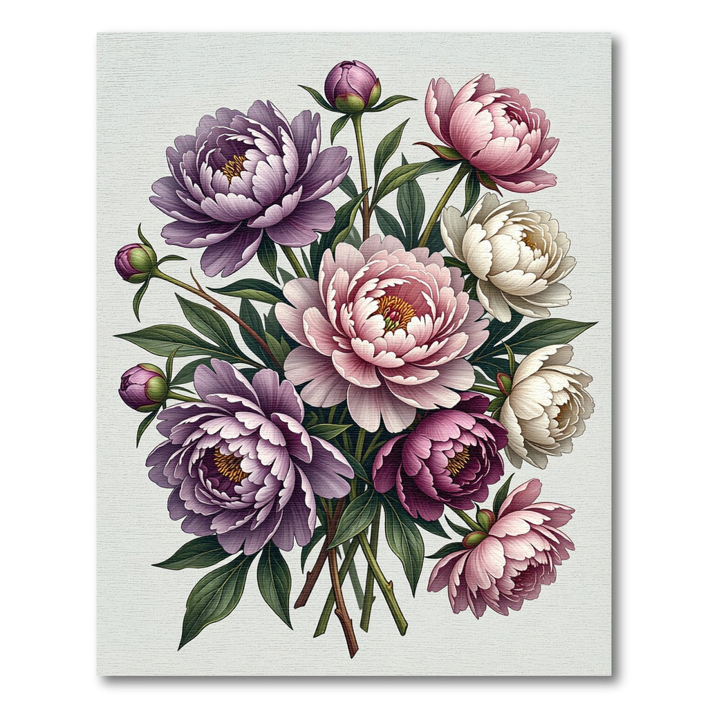 Lavender Pink White Peony Bouquet Rug
