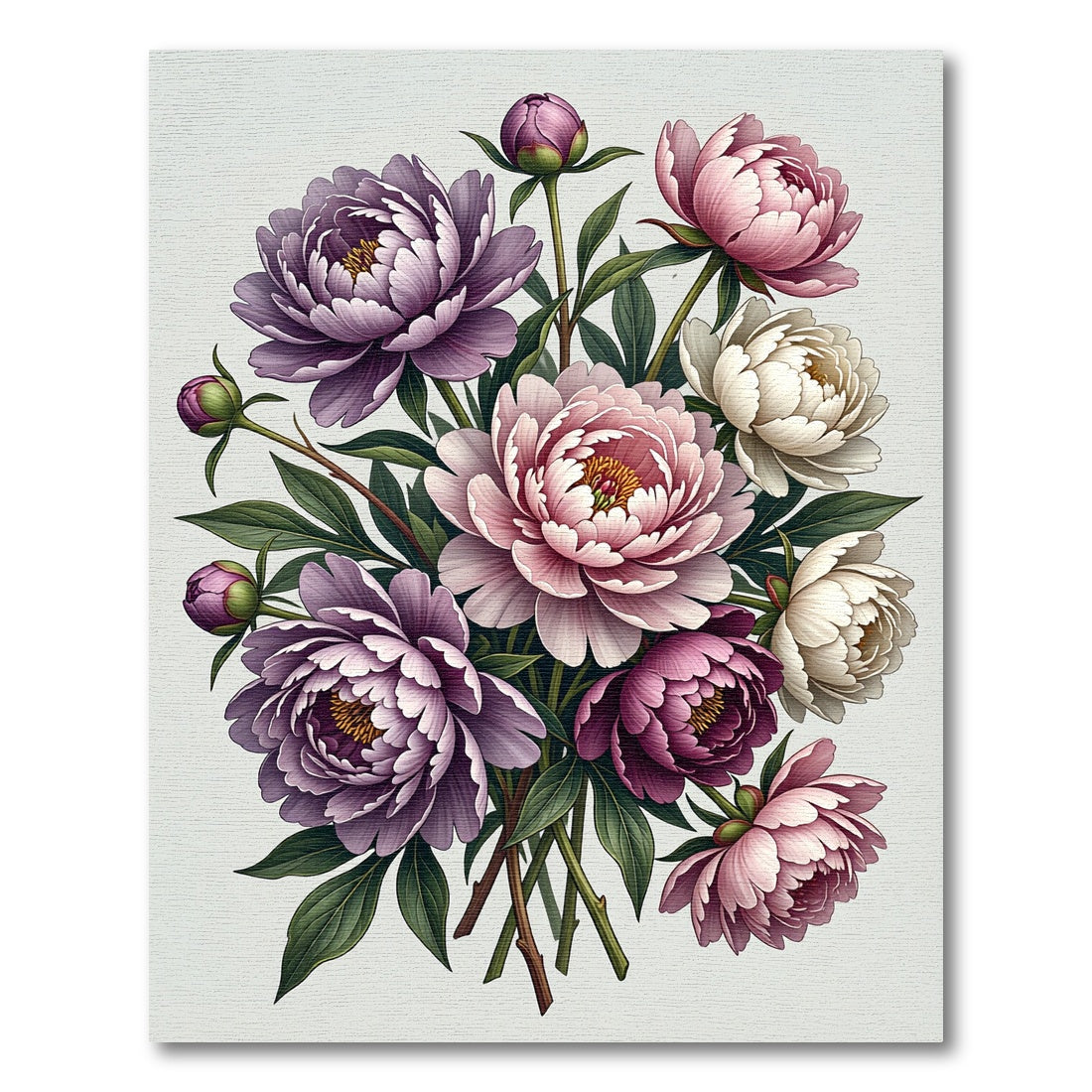 Lavender Pink White Peony Bouquet Rug