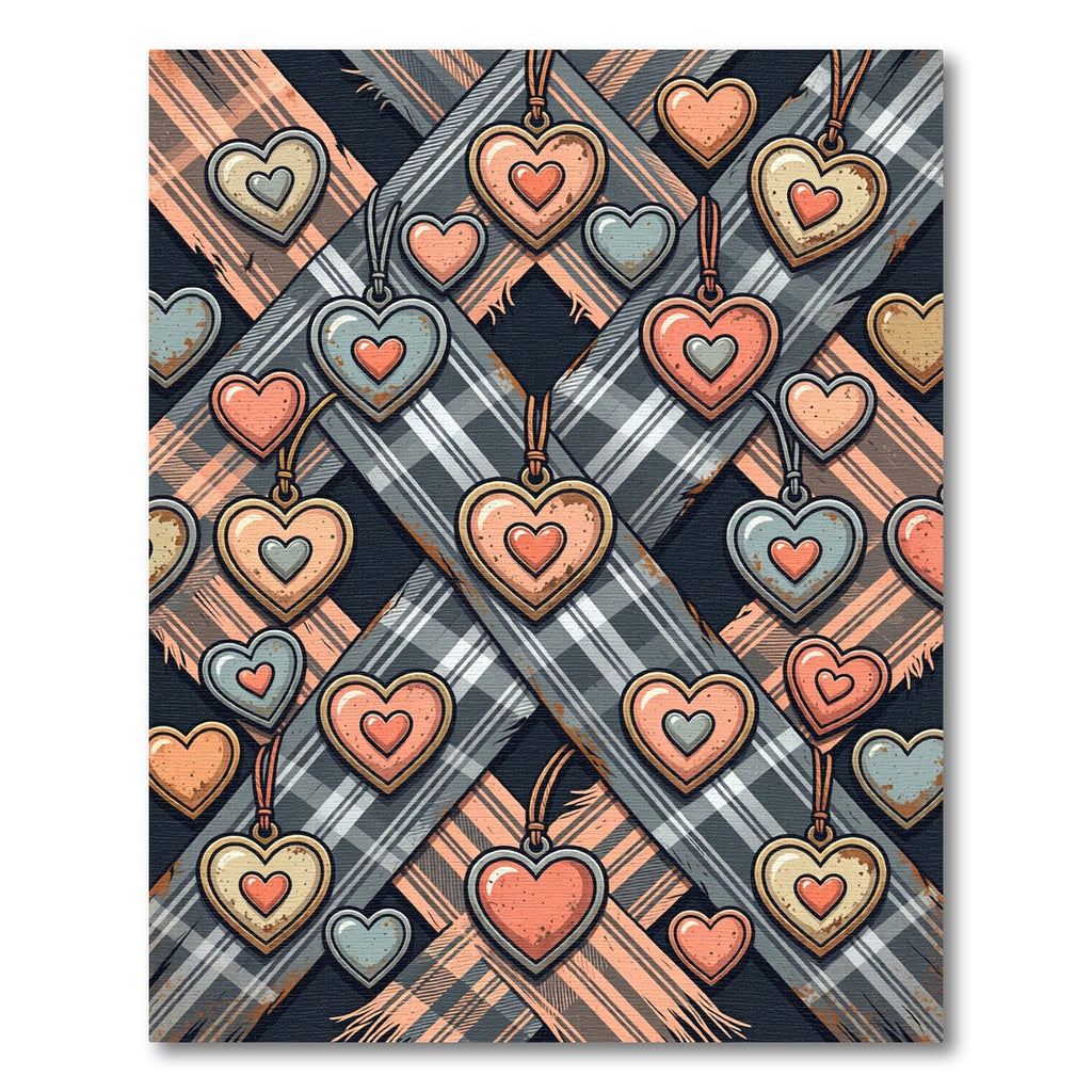 Rustic Plaid Heart Charm Tapestry Rug